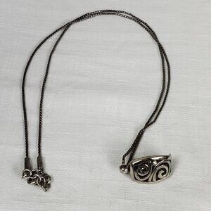 Brighton London Groove Lanyard Clip Necklace Silver Tone